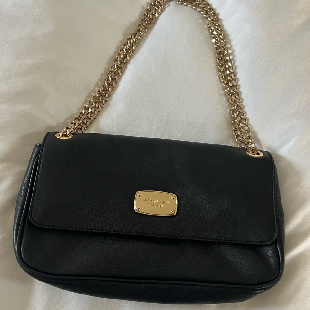 Michael Kors Black Leather Shoulder Bag